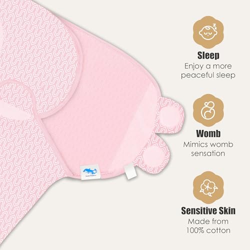 Image of SWEET DOLPHIN 3-Pack Baby Swaddle Sleep Sacks - Newborn Swaddle Blanket with Soft Cotton - Ergonomic Wrap for Boys and Girls, 0-3 Months, Pink