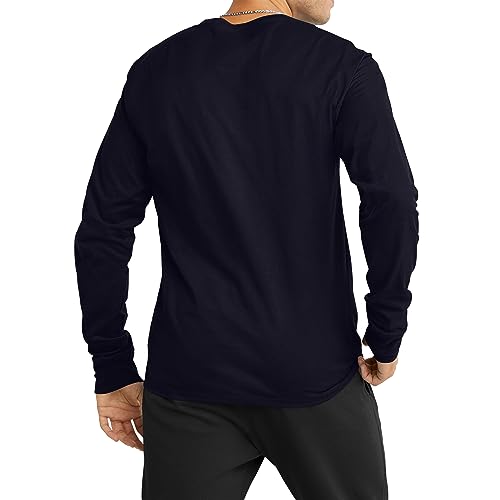 Image of Champion Men's Classic Long Sleeve T-Shirt, Standard Fit, C Logo, Available in Regular and Big & Tall, Navy, XX-Large Big