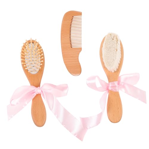 WRITWAA 3Piezas Peines De Madera Para Bebés Peines Masajeadores Para Cabelludo Para Cuidado Recién Nacidos
