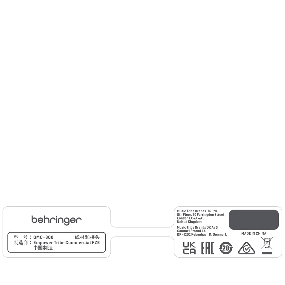 Behringer Microphone Cable - XLR Male to XLR Female - 3 m / 10 ft - Gold Performance - GMC-300