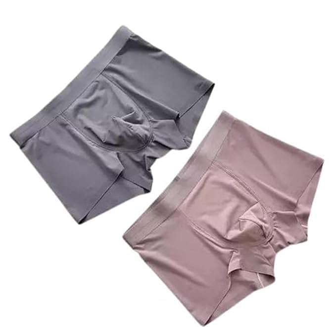 Men's Underwear Ice Silk Seamless Boxer Briefs Breathable Ultra-Soft Panties Antibacterial Multicolor Free Size (XL, 2)-picture-25