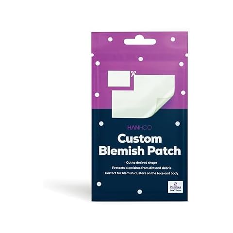 Hanhoo Custom Blemish Patch | Large Hydrocolloid Patches | for Face and Body Acne and Blemish Clusters | Customizable Pimple Patch Sheets | Cruelty-Free & Vegan | 2 Patch Sheet Count Cover