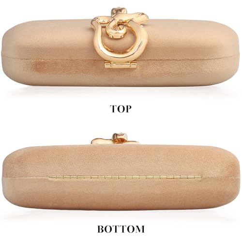 Image of Velvet Evening Clutch Purse for Women-Snake Clasp Formal Handbag,Hard Shell Design Bag for Weddings, Parties, Prom