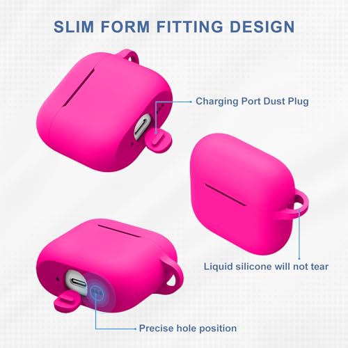 Image of Tobfit Case for AirPods 4 Case Cover 2024 with Lanyard & Keychain, Soft Silicone Protective Case for Apple AirPods 4th Generation, Full Protection, Support Wireless Charging, Rose red