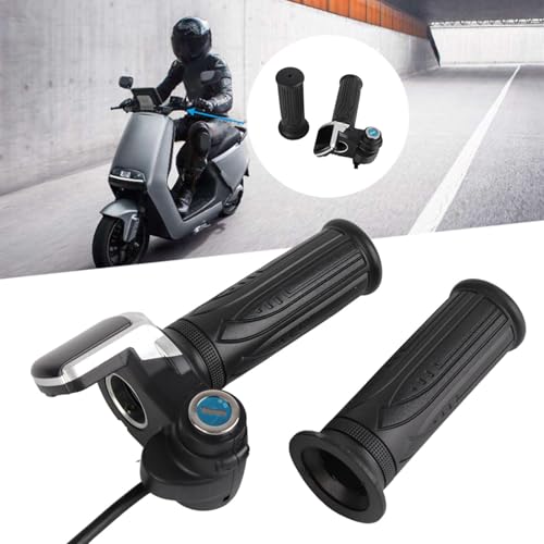 Poignée D'accélérateur électrique à Demi-torsion 36 V avec Indicateur de Puissance LED Verrouillage à Clé pour Vélos électriques Scooters Noir
