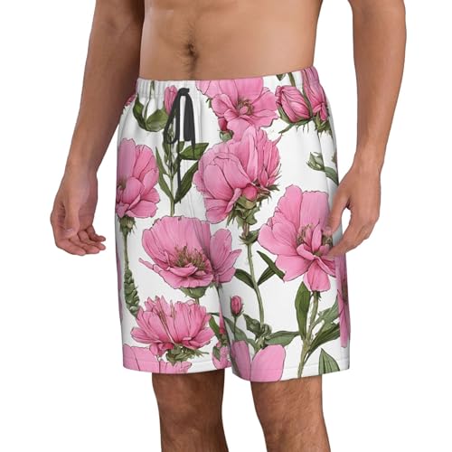 Garden Peony Men's Quick Dry Beach Shorts Swim Trunks with Pockets Board Shorts2