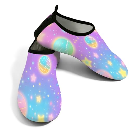 Zapatos de agua para mujer y hombre, color rosa, fluorescente, planeta, zapatos de playa, calcetines de natación de secado rápido, Planeta fluorescente rosa, 42/42.5 EU