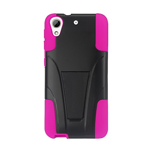 Reiko Silicone with Cell Phone Case for HTC Desire 626/626s - Retail Packaging - Hot Pink/Black