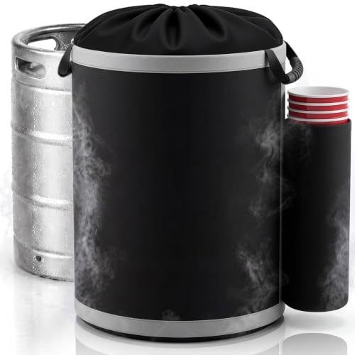 Acellegic 15.5 Gallon Cooler Sleeve for Insulator Keg 20 x 20 x 23.6 in Cooler Bag with Ice Pack Pockets Dual Handles and Cup Holder for Bucket Tub Fermentation Brewing Neoprene