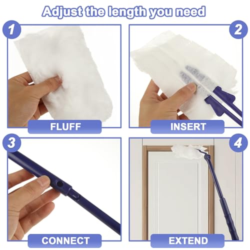 Image of ABuff 100 PCS Disposable Duster Refills Compatible with Swiffer Duster, Replacement Thickened Duster Refills & 2 Handle, Heavy Duty Multi Surface Dusters Refill for Home, Office, Blinds, Ceiling Fans