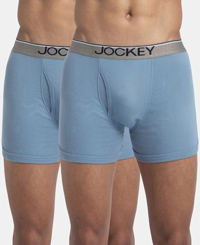 Image of Jockey 8015 Men's Super Combed Cotton Rib Solid Trunk with Ultrasoft Waistband (Pack of 2)