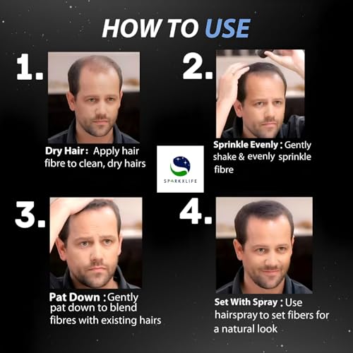 Image of Hair Fiber Black - Keratin Thick Fiber & Hair Building Fibre for Men & Women - Instant Concealer & Filler powder for Thinning Hairline & Bald Spots (27.5g) (Black)