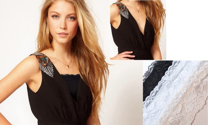 Image of Cotton Clip-on Mock Lace Camisole for Women,Deep Neck Cleavage Cover Cami Secret