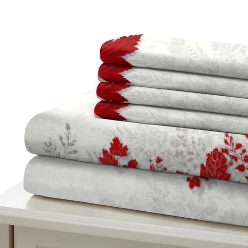 Parure de lit feuille d'érable rouge 140x200 en microfibre 3D