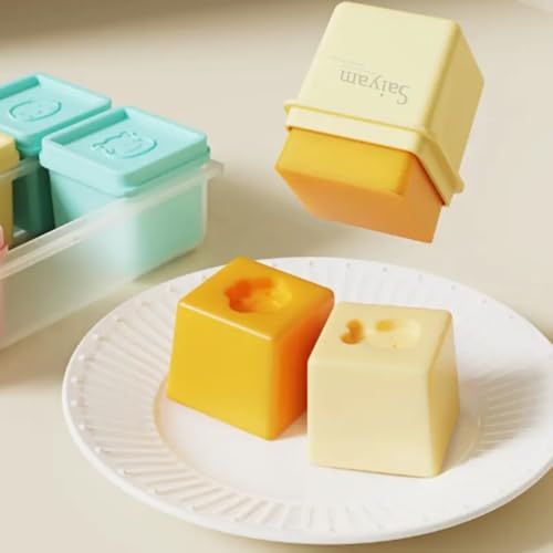 Image of Saiyam Square Ice Cube Storage Trays with Lids, Pastel Colours, Square Summer Ice Box with Removable Lid, Easy Release Cube Molds