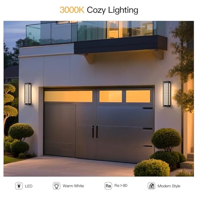 Outdoor Wall Lights, 23.6 Large Exterior Lighting Fixtures Waterproof, Modern Wall Mount Lamp Hard Wired 3000K LED Front Porch Lantern Garage Sconce for House Outside Patio Garden Fence Backyard