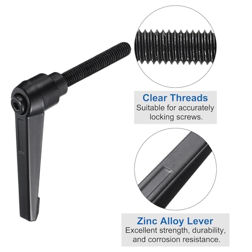 Image of uxcell 4pcs Clamping Lever Adjustable Handle Set Metric M8 x 50mm Male & M8 Female Thread Level Handles Hand Stud Knobs Quick Release Black for Lathe Machinery
