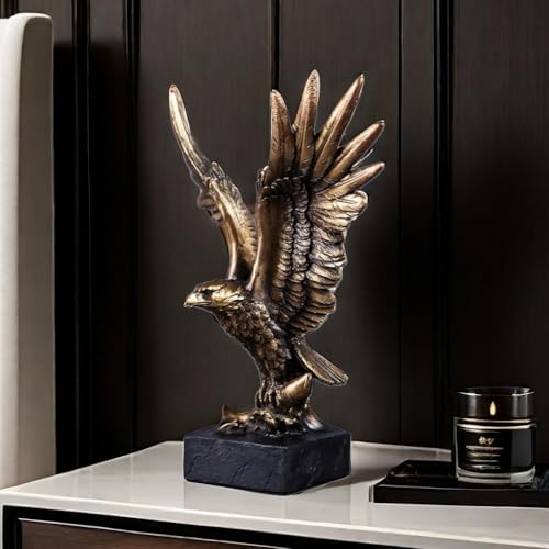 Estatua Decorativa de Águila de Resina Dorada miniatura 1