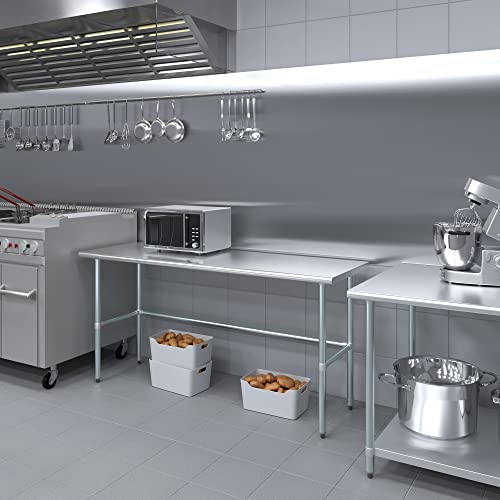 Image of AmGood Stainless Steel Work Table Open Base | Metal Work Bench (Stainless Steel Table Open Base, 72 inch Long x 24 inch Deep)