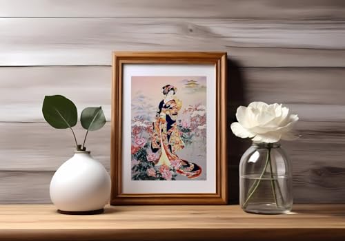 HKLIOPU Kreuzstich Set Vorgedruckt,11CT Kreuzstich Stickpackungen,Japanische Geisha DIY Stickbilder Vorgedruckt Kreuzstich für Wandkunst-Heimdekoration 40x50cm
