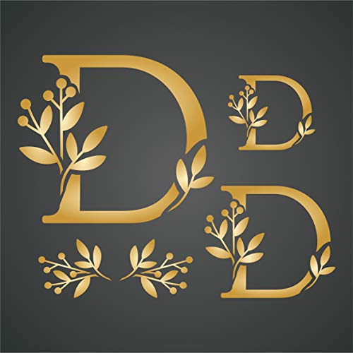 Pochoir monogramme fleur D 21,6x16,5cm pour décoration murale - 3