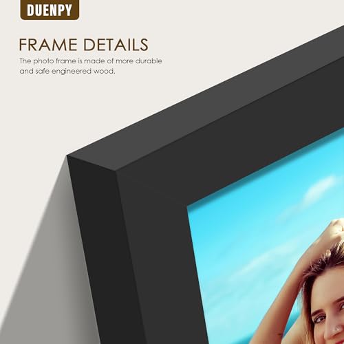 Image of DUENPY 4 Folding 5x7 Accordion Wood Frame Plexiglass Black | Constructed With Engineered Wood And Plexiglass, Elegant Ornament For Desktop Photo Display