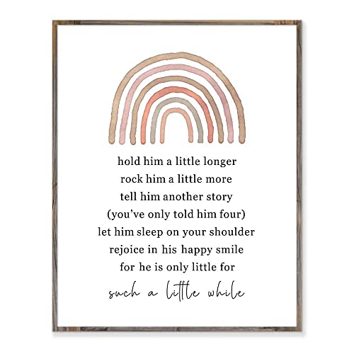 Image of CPWallDeco Hold Him A Little Longer Baby Girl Nursery Quote Art Rainbow Newborn Baby Gift for Baby Girls Room Boho Nursery Decor Wall Art, Graduation Gifts, Without Frame - 8x10 (For Boy)