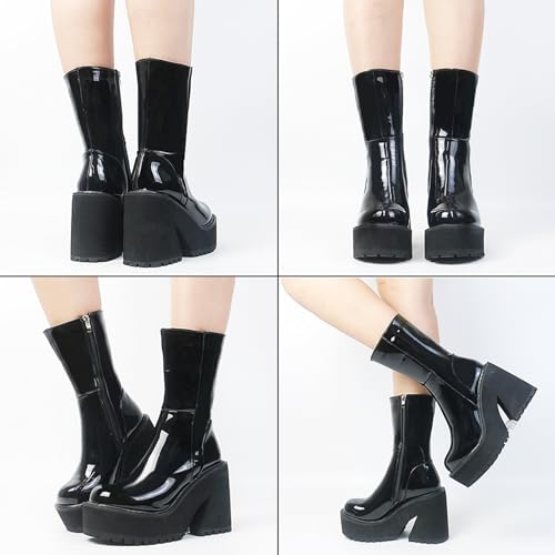 Image of AMINUGAL Platform Ankle Boots for Women Chunky Block Heel