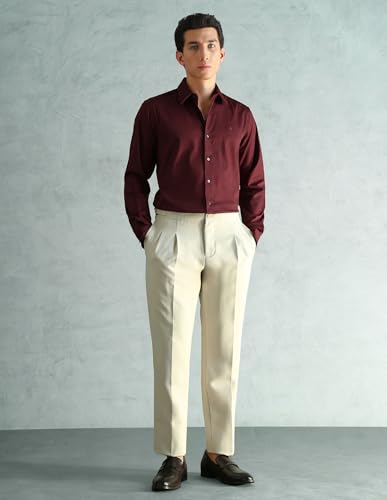 Image of Arrow Solid Slim Fit Satin Formal Shirts for Men - Full Sleeve Shirt for Man
