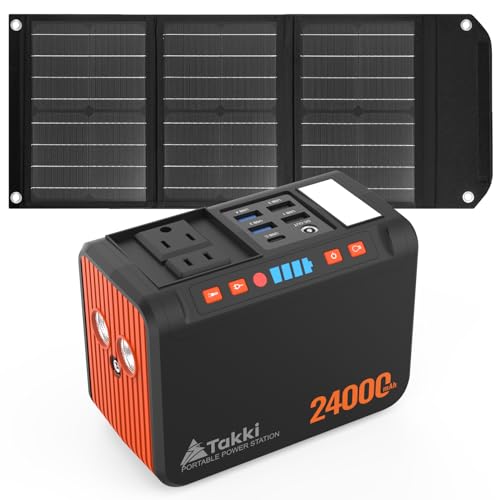 Image of Takki Portable Power Station 88Wh with 30W Solar Panel Included and More Output Ports for Camping Emergency