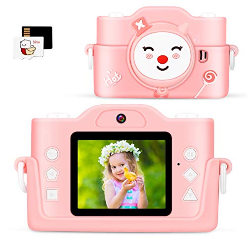 Dheera Kids Camera, 2020 Upgraded Dual Lens Children Digital Camera with MP3 Player and Puzzle Games for Girls/Boys, 1080P HD Selfie Video Camera with 32GB TF Card for Christmas Birthday Gift (Pink) Dheera Kids Camera, 2020 Upgraded Dual Lens Children Digital Camera with MP3 Player and Puzzle Games for Girls/Boys, 1080P HD Selfie Video Camera with 32GB TF Card for Christmas Birthday Gift (Pink)