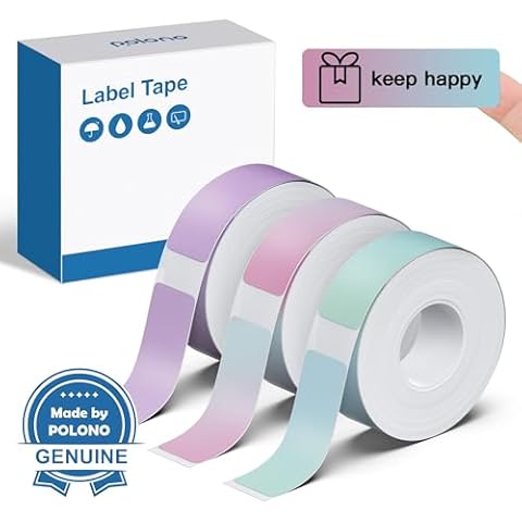 POLONO Genuine P31S Label Maker Tape, Adapted Label Print Paper, Self-Adhesive Label Tape, 14x40mm(0.55"x1.57"), Compatible with P31S Label Maker, 540 Labels/3 Roll, Nebula/Galaxy Series Pattern Cover