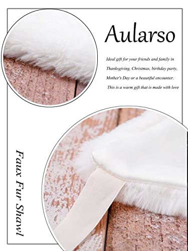 Women’s Faux Fur Shawl and Wraps Bridal Fur Stole Ribbon Fur Cape Soft Faux Shawl for Bride and Bridesmaids4