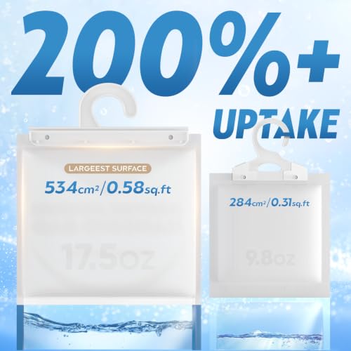 Image of Hanging Moisture Absorbers 3 Pack Net Wt. 17.5oz /Pack, Fragrance Free Closet Dehumidifier Bags, Odor Eliminator & Humidity Absorber, Humidity Packs for Bathroom, Bedroom, Basement, Car, RV & Boat