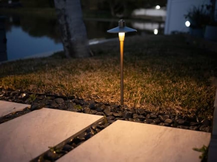 G2 12V Brass Path Light (24 Tall) with 3W 2700K Warm White G4 LED Bulb for Low Voltage Landscape Lighting on Outdoor Pathway, Walkway, Garden, Driveway or Patio