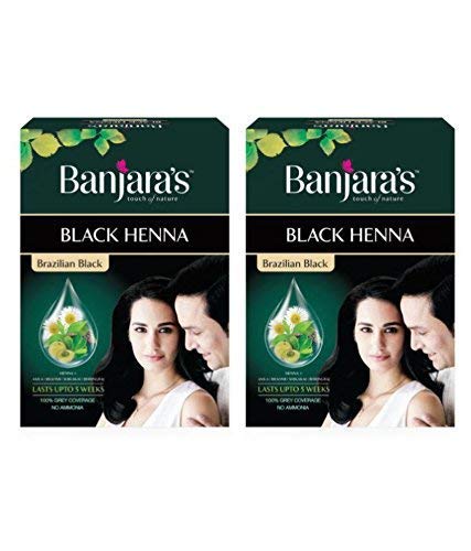 Banjara's Black Henna Hair Colour, Brazilian Black (54gms, Pack of 2)