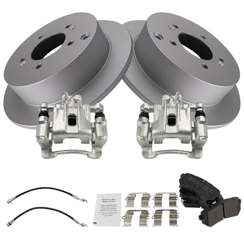 Image of TRQ Rear Brake Pad & Rotor Kit Semi-Metallic Premium G-Coated Compatible with 2010-2015 Hyundai Tucson 2011-2016 Kia Sportage