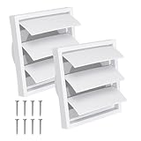 2 PCS White Louvred Wall Vent Grille with Screws,4 Inch Exhaust Hood Vent Cover with Built-in Pest Guard Screen,100mm,for Tumble Dryer,Extractor Fan,Garage,Bathroom,Kitchen