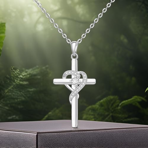 Fenthring Infinity Cross Necklace Sterling Silver Diamond Cubic Zirconia Infinity Cross Necklaces for Women Cross Pendant Mothers Day Gifts4