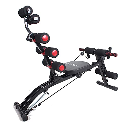 TechFit Panca Multifunzione Multi Crunch Total Trainer - Rivoluzionario 6 in 1 Panca Addominali, Ideale per tonificare ed esercitare i Muscoli Addominali, Vita, Schiena, Spalle e Gambe (Nero)