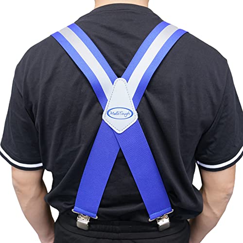 Image of MELOTOUGH Men's Suspender 2 inch Wide Partial Elastic Strap for Jeans Pants | Men's Work Suspenders, Heavy Duty Clips, Partial Elastic Stretch, Supports Work Pants & Jeans, Ideal for Tradespeople