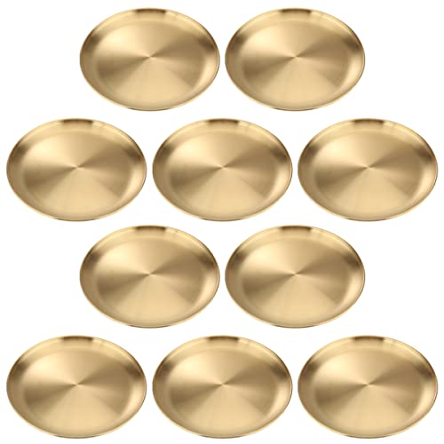 ULTECHNOVO Soporte de Cargador para Pastel Cepillado Bandeja Dorada Platillos de Metal Tazón Vajilla Platos de Melamina Cena Pasta Platos Útiles para El Hogar Platos de Cover
