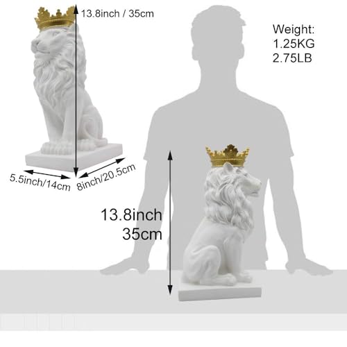 Estatua León Blanco 15'' LANKIN Escultura Decorativa miniatura 3