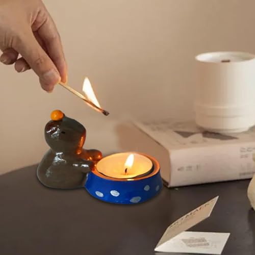 Candle Stand, Candlestick Holder, Candle Holder Bowl, Candle Light Holders, Cute Capybara Candlestick Votive Holder, Capybara Decoration, Unique Resin Animal Figurine, 1.77 Inches for Aesthetic Decor – Image 4