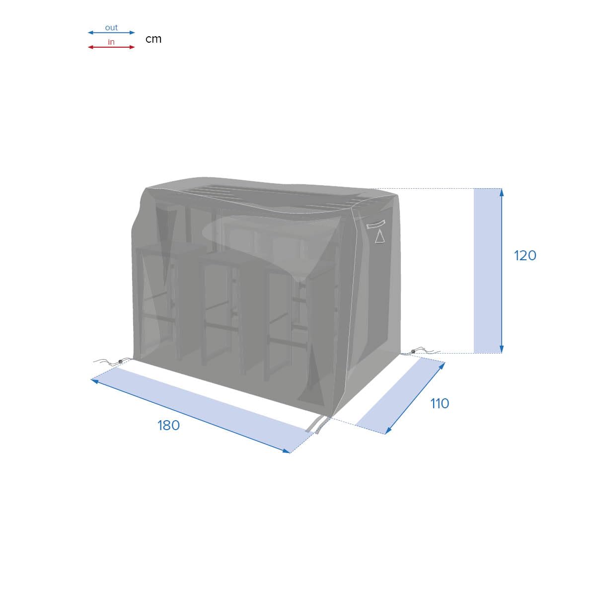 Hespéride - Housse de Protection hambo pour Table Haute 180x120x120cm en Polyester
