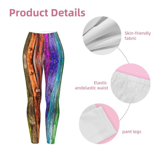 Leggings con estampado de tablas de madera para mujer, pantalones de senderismo 6