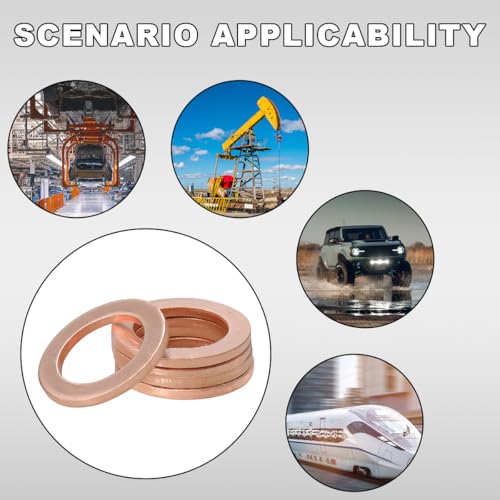 Image of 10 PCS Oil Drain Plug Gasket, 14mm Copper Oil Drain Plug Crush Washer Seal Rings, Oil Sealing Gasket Replacement Compatible with OEM PN Part 007603-014106