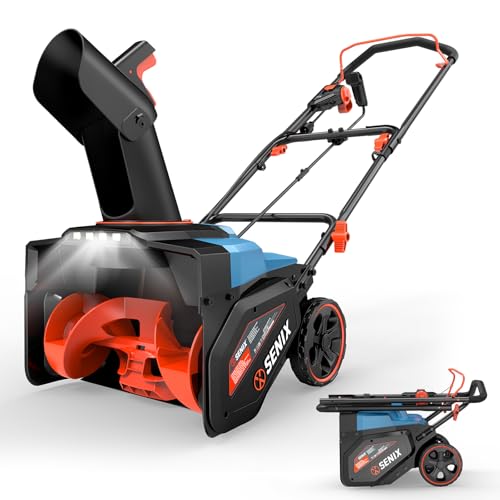 SENIX Corded Snow Blower,18 Inch Snow Thrower, Electric Snow Blower with 8" Clearing Depth, 600lbs/min, Max 33ft Throw Distance, 14Amp,1700 Watt Motor, 4 LED Lights