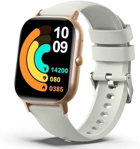 （12:00時点） スマートウォッチ 2.01インチ大画面 通話機能 活動量計 腕時計 iPhone対応 アンドロイド対応 音楽コントロール 大画面 運動モード スポーツウォッチ IP67防水 SMS/Twitter/Line通知 メンズ レディース プレゼント/ギフト適用 (ゴールド)