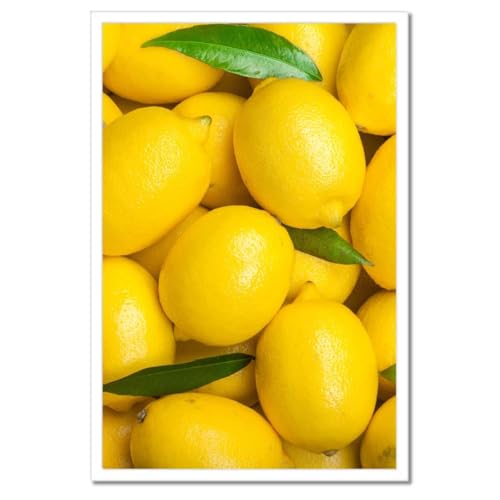 Cadre déco murale citrons 40x60cm tableau affiche imprimée avec encadrement noir moderne